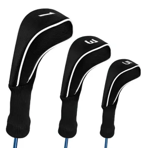 3-in-1 Golf Club Cover Set | No.1, No.3, No.5 | Black