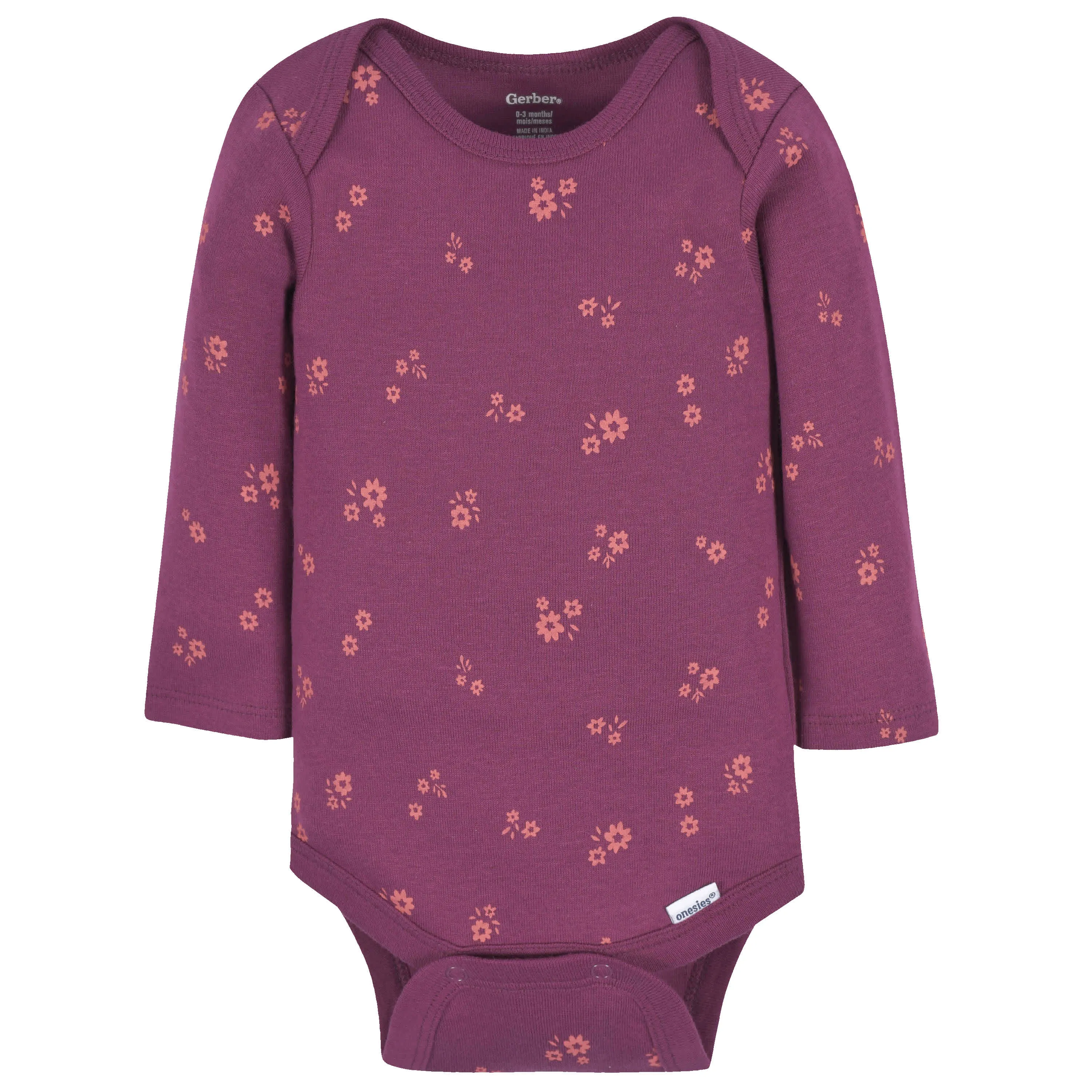 3-Pack Baby Girls Apple Bouquets Long Sleeve Onesies® Bodysuits