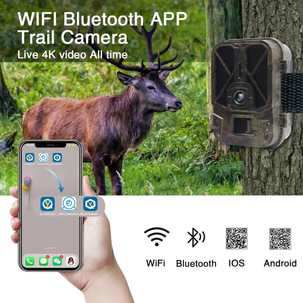 4K  30MP Live Stream WiFi Trail Camera  APP Bluetooth Hunting Cameras With 10000mAh Li-Battery Night Vision WiFi940PROLI