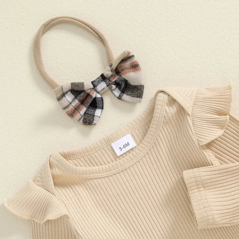 Baby Girls 3Pcs Fall Suspender Skirt with Headband