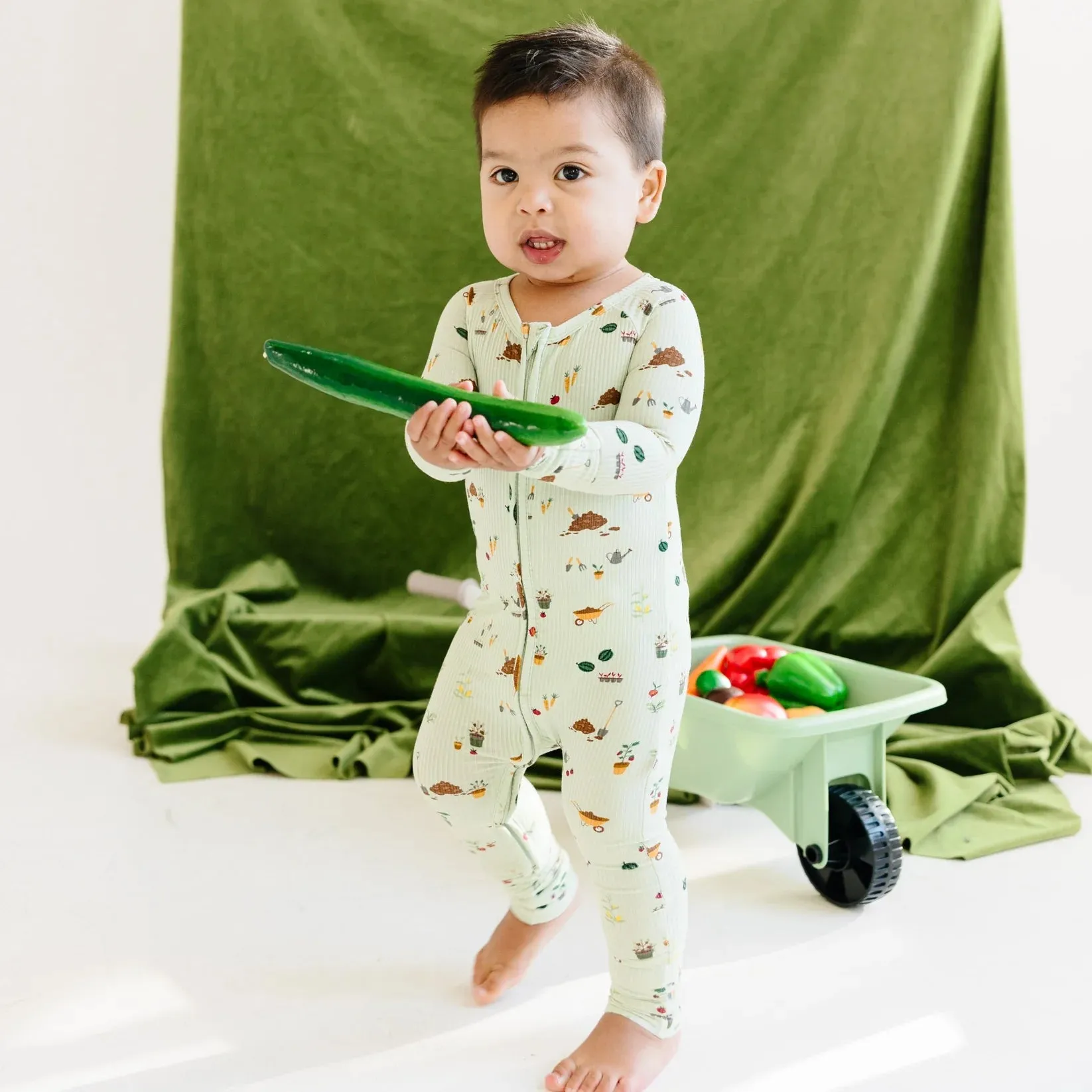 Backyard Garden Ribbed Zip Romper