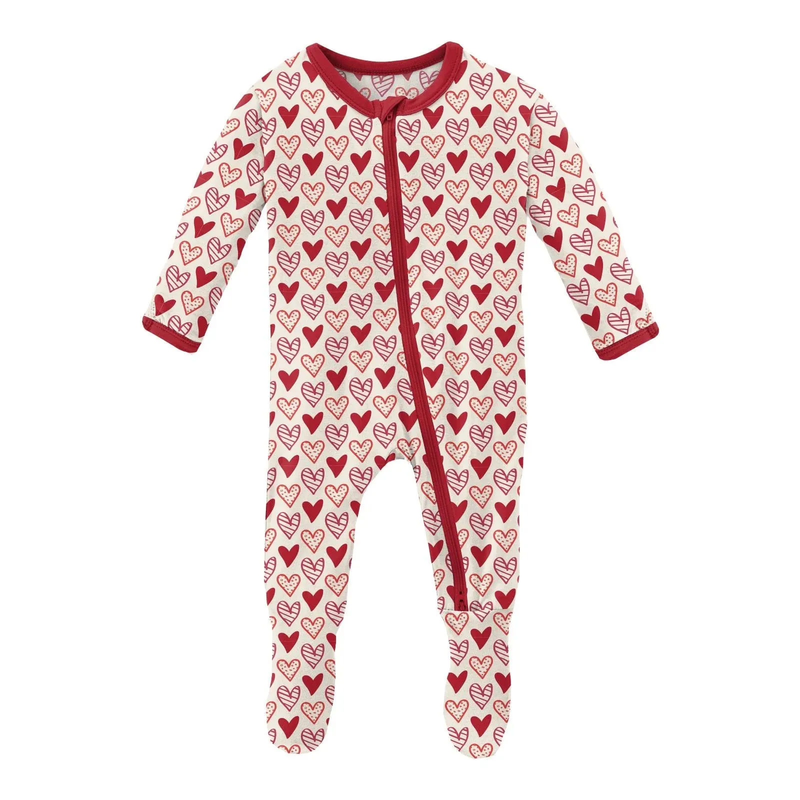 Bamboo Footie - Natural Heart Doodles