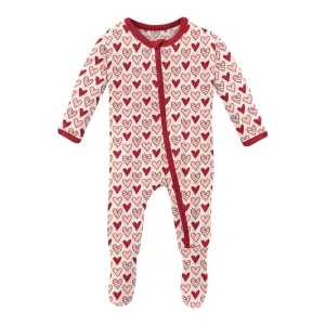 Bamboo Footie - Natural Heart Doodles