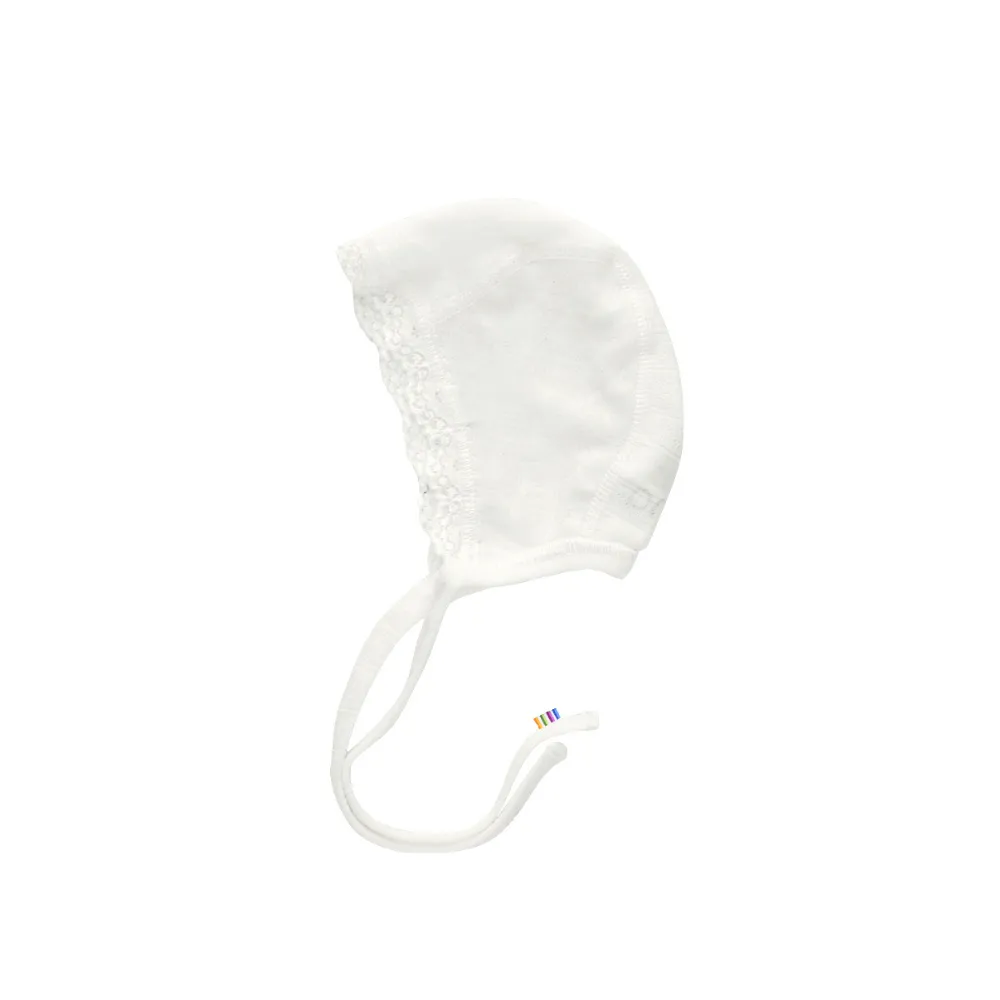 Bonnet - Wool & silk - Pointelle - Natural