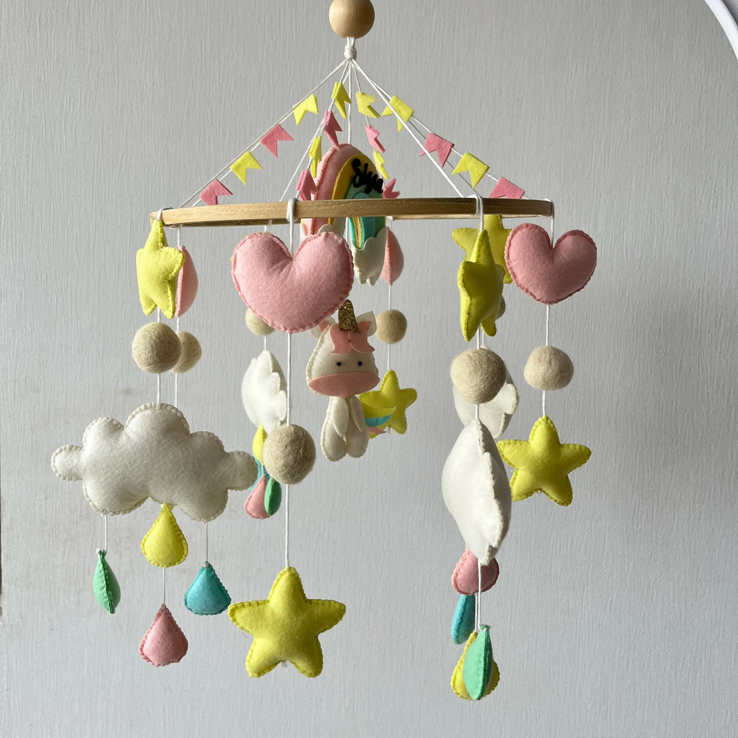 Cot / Crib Mobile - Rainbow Unicorn Delight
