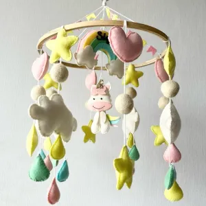 Cot / Crib Mobile - Rainbow Unicorn Delight