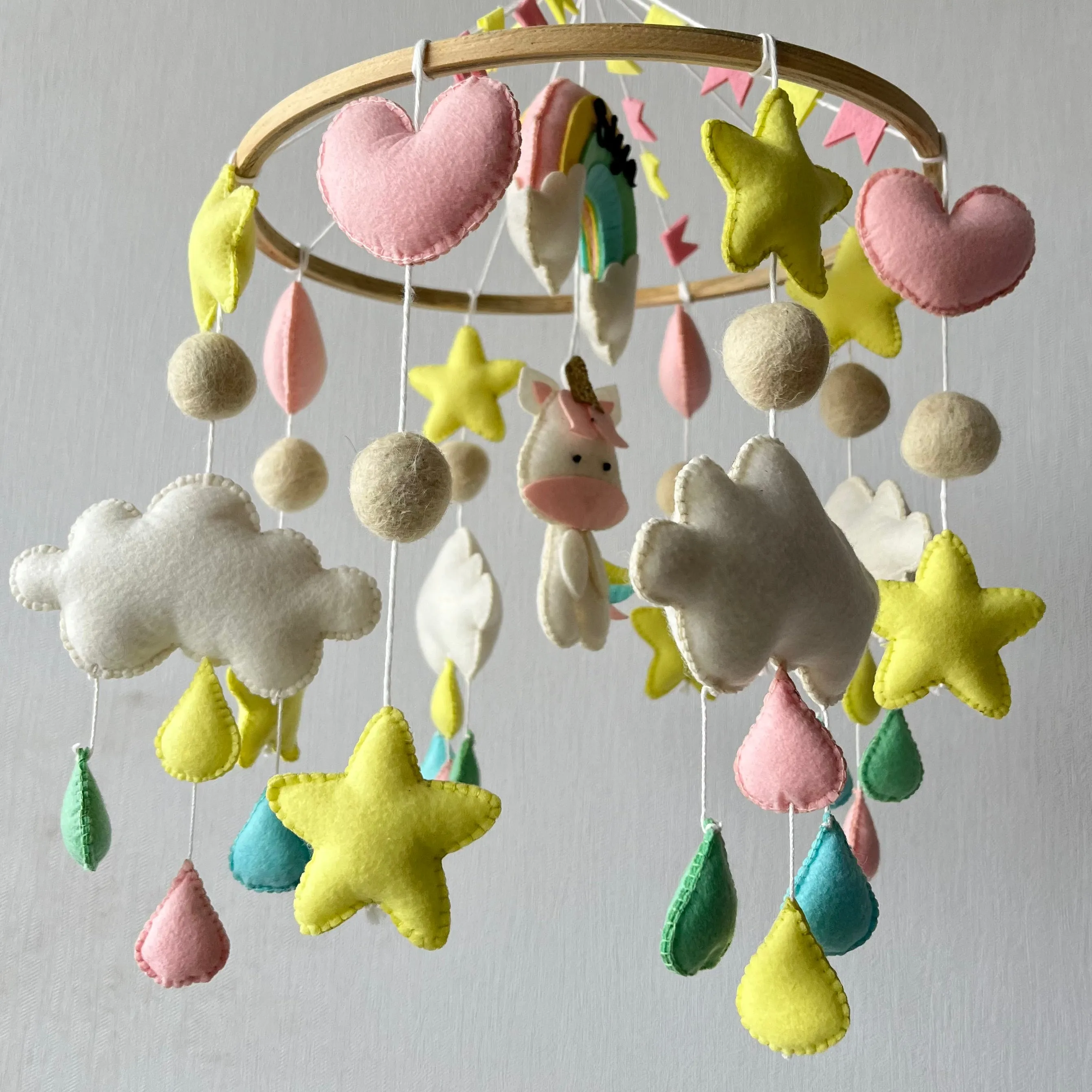 Cot / Crib Mobile - Rainbow Unicorn Delight