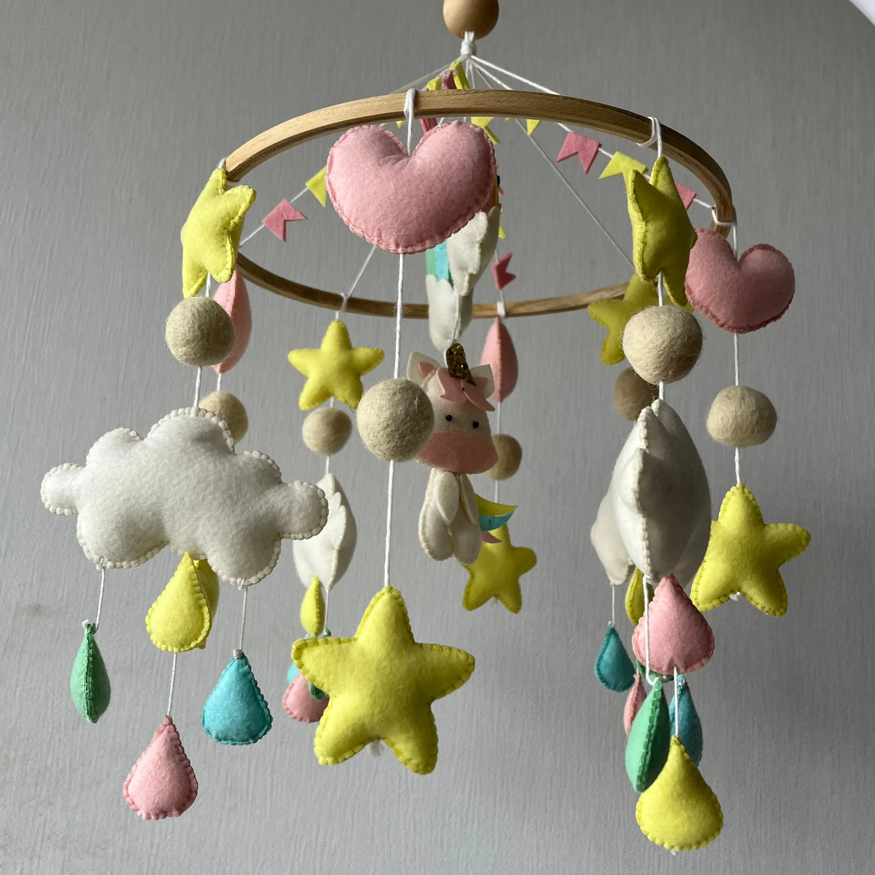 Cot / Crib Mobile - Rainbow Unicorn Delight