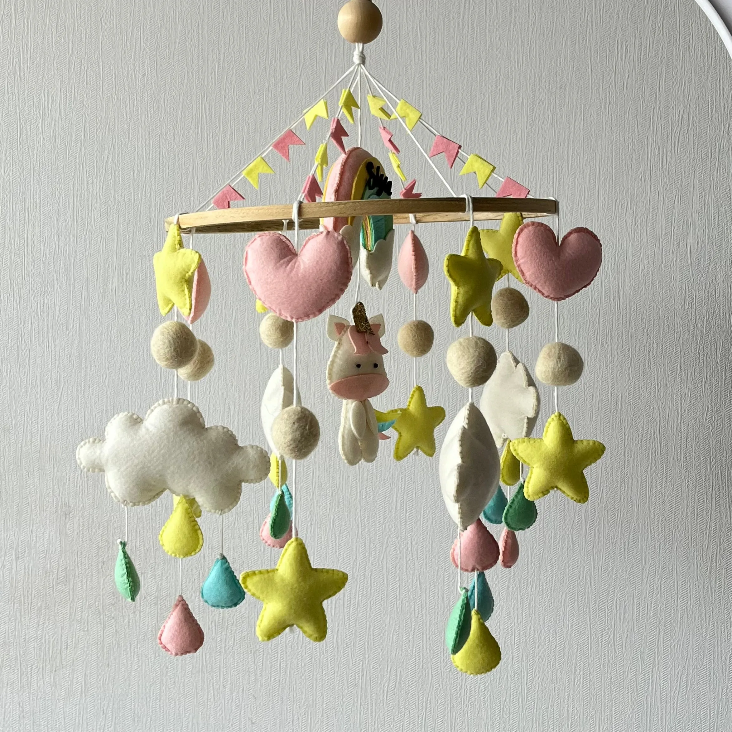 Cot / Crib Mobile - Rainbow Unicorn Delight