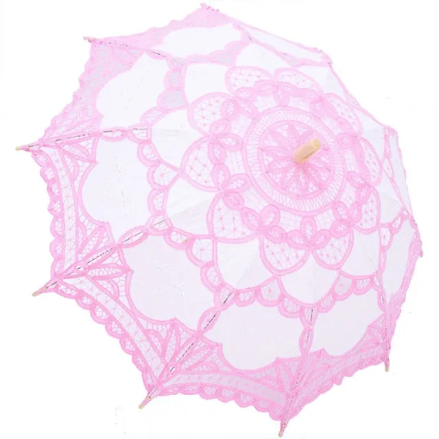 Elegant Cotton Embroidery Lace Parasol