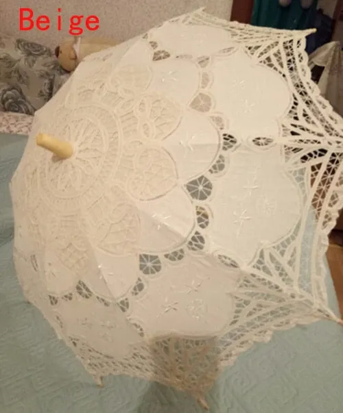 Elegant Cotton Embroidery Lace Parasol