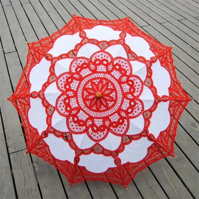 Elegant Cotton Embroidery Lace Parasol