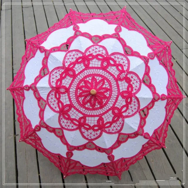 Elegant Cotton Embroidery Lace Parasol