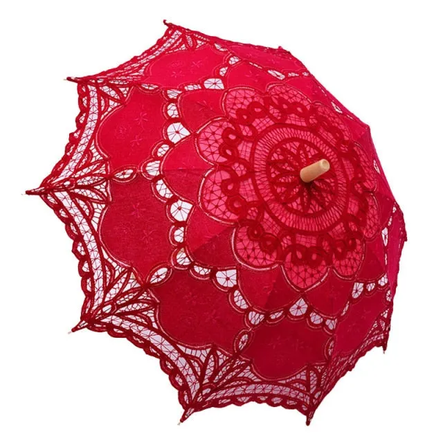 Elegant Cotton Embroidery Lace Parasol