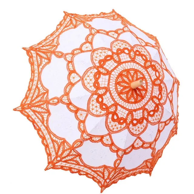 Elegant Cotton Embroidery Lace Parasol