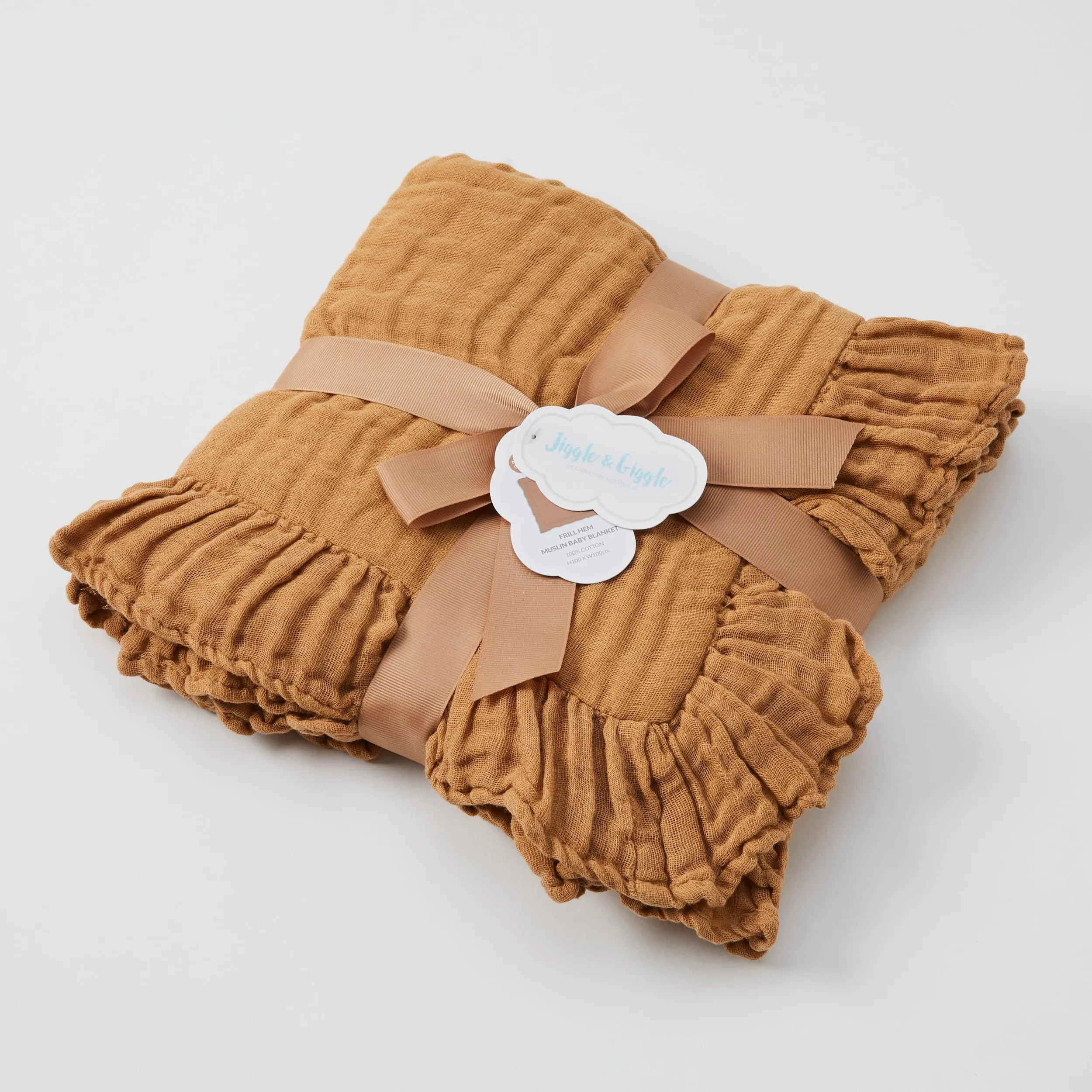 Frill Muslin Blanket - Biscuit