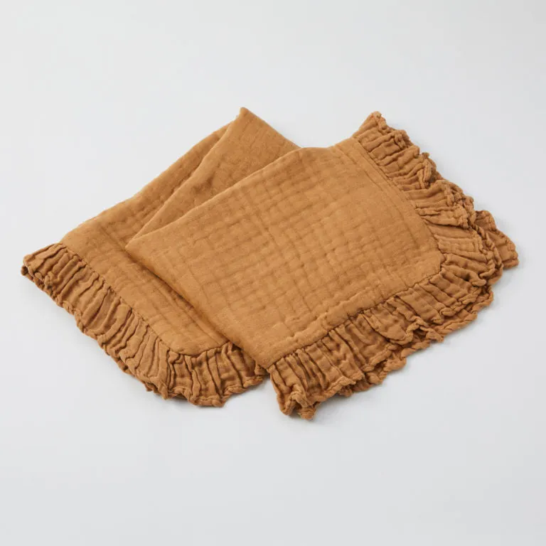 Frill Muslin Blanket - Biscuit