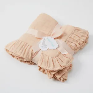 Frill Muslin Blanket - Pink Clay