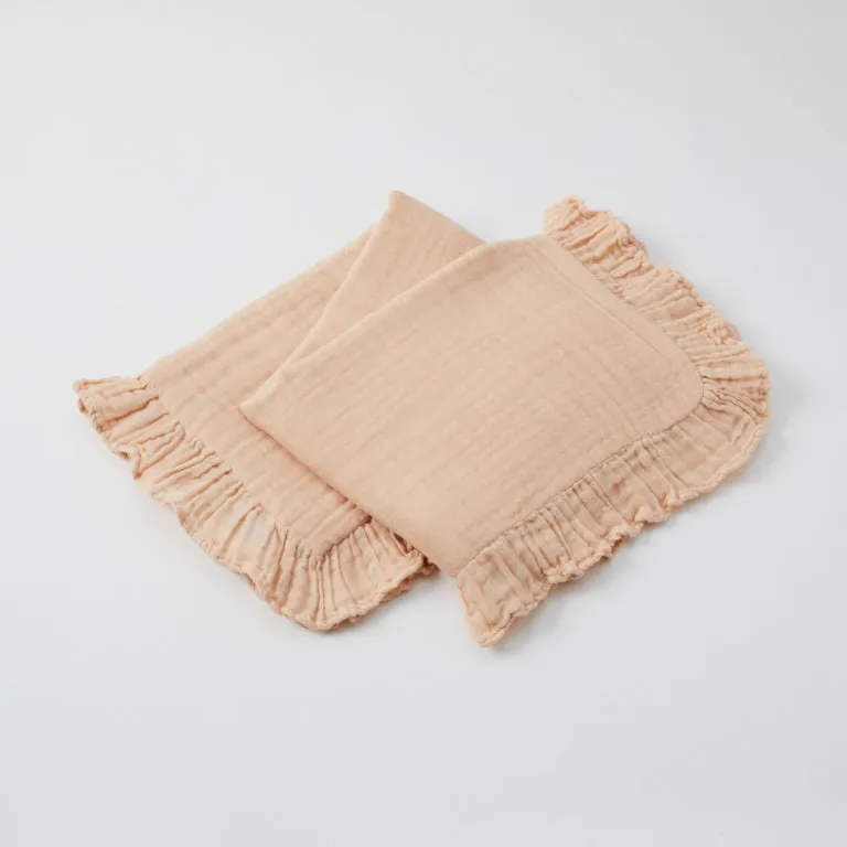 Frill Muslin Blanket - Pink Clay