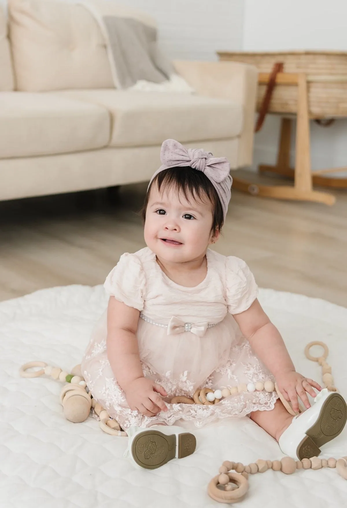 Lightweight Spring Bow Baby Turban - Peony by Golden Dot Lane
