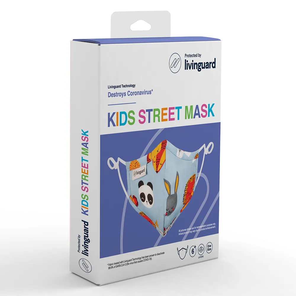 Livinguard Kids STREET Mask - Mixed, Set of 3 |Anti-Microbial |Destroys 99.9% Coronavirus | Washable & Reusable