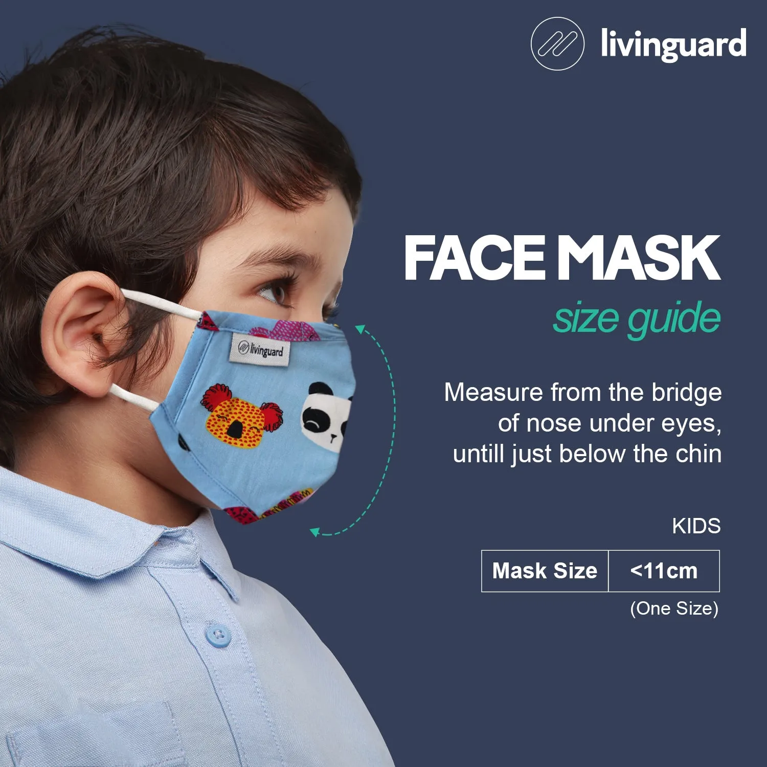 Livinguard Kids STREET Mask - Mixed, Set of 3 |Anti-Microbial |Destroys 99.9% Coronavirus | Washable & Reusable