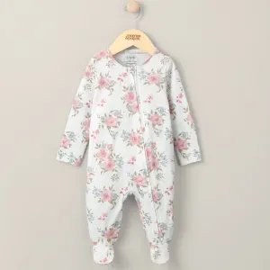 Mamas and Papas Pink Floral Onesie with Zip