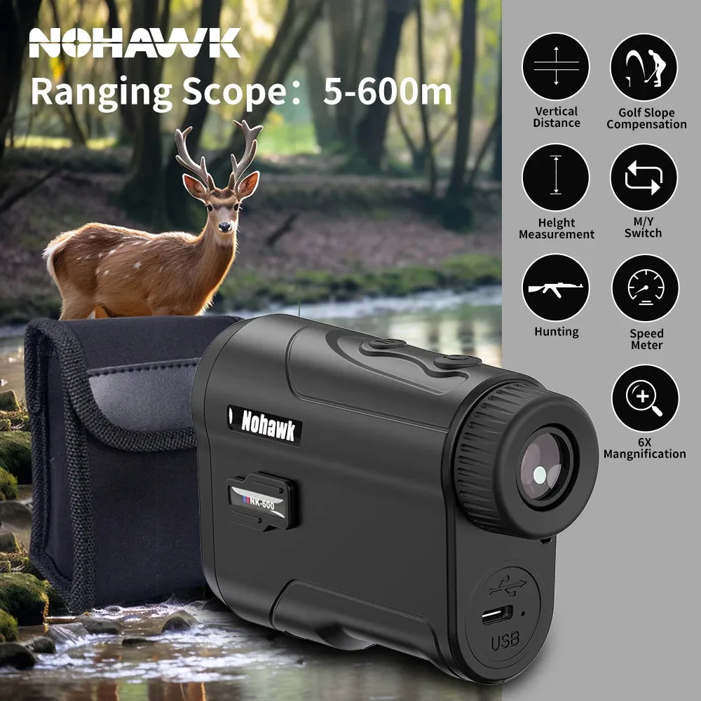 Nohawk Golf Laser Rangefinder 600M 1000M Multifunctional Telescope with Flag-Lock Slope  Distance Meter for Hunting Monocular