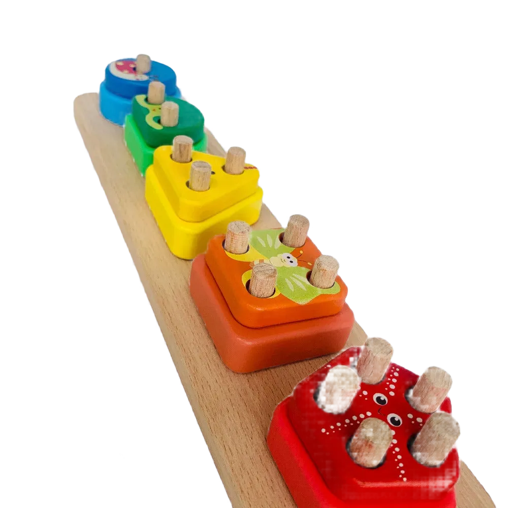 Open Ended Montessori Multi Peg Shape Stacker