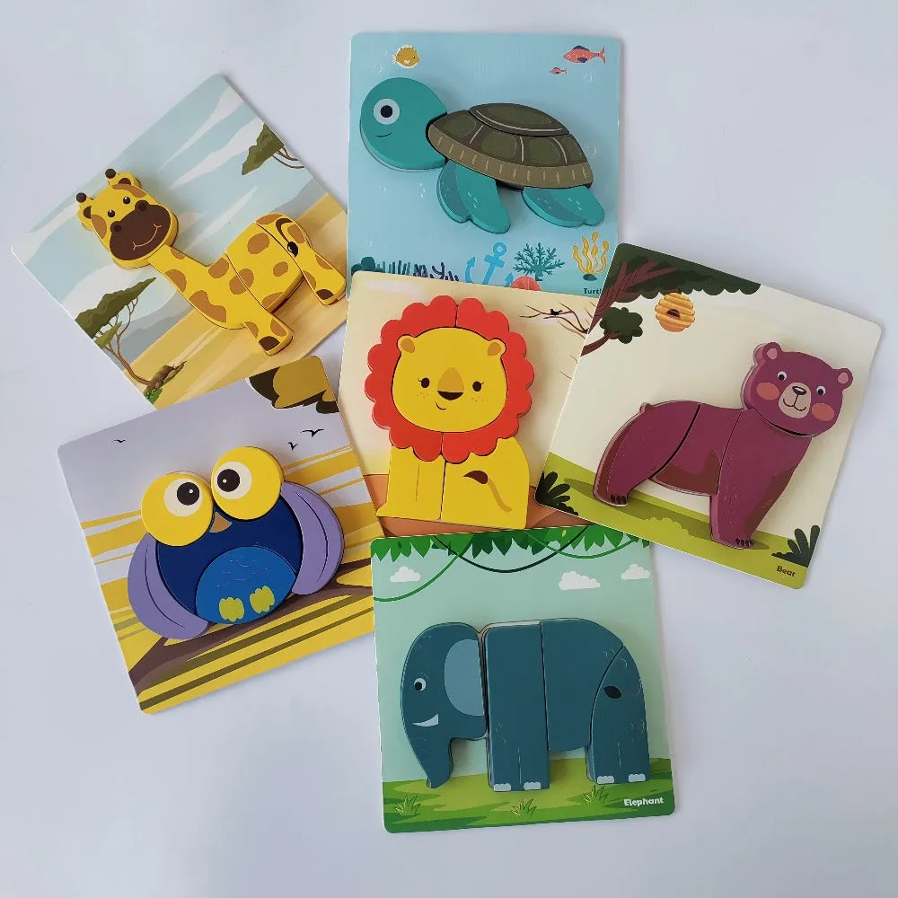 Open Ended Toddler's First 6 In 1 Puzzle  - Animals