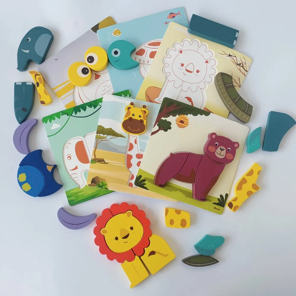 Open Ended Toddler's First 6 In 1 Puzzle  - Animals