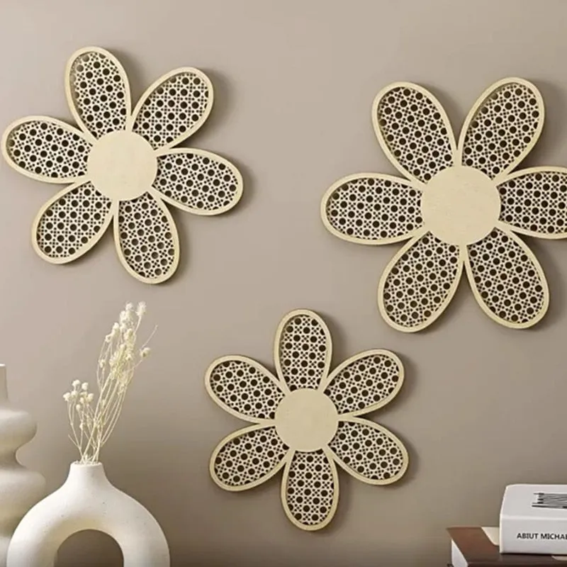 Rattan Daisy Wall Art set of 3