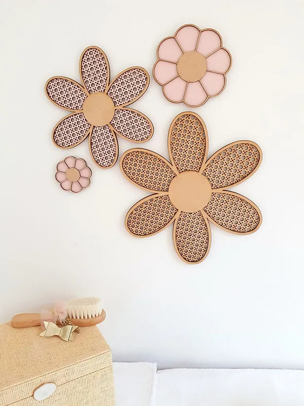 Rattan Daisy Wall Art set of 3