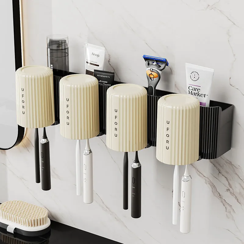 Toothbrush rack perforated free wall mounted bathroom mouthwash cup rack storage rack