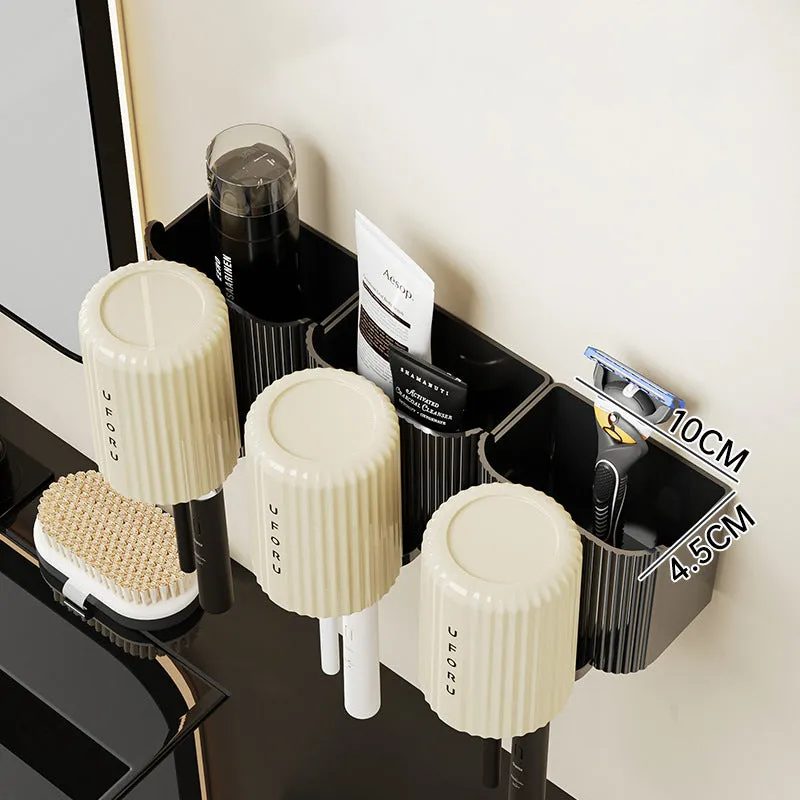 Toothbrush rack perforated free wall mounted bathroom mouthwash cup rack storage rack